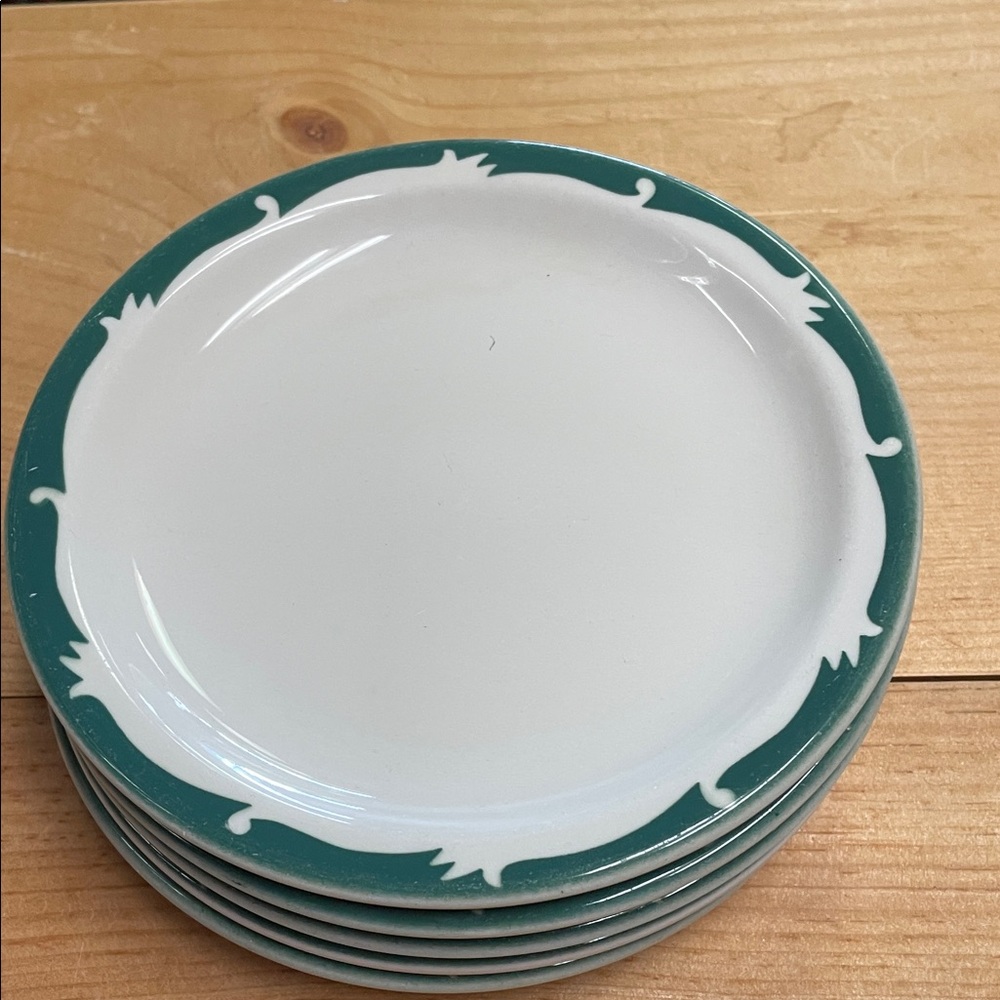 Syracuse China Elegant Teal and White Dinner Plate Set of 5
